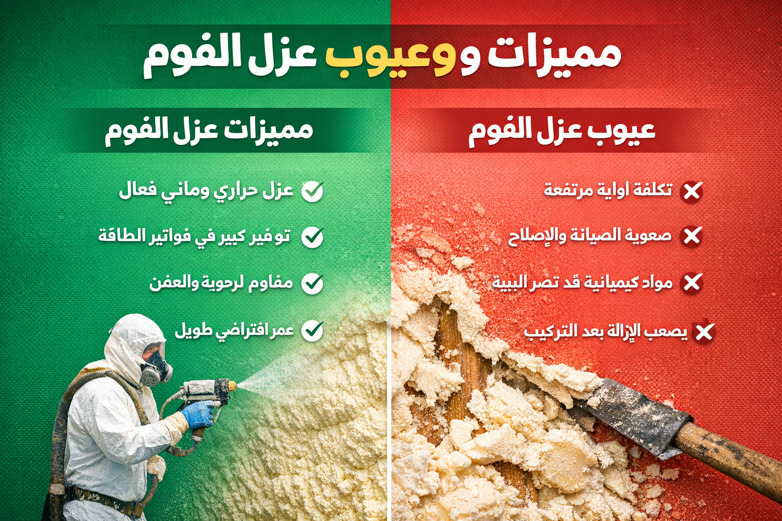 مميزات وعيوب عزل الفوم للاسطح